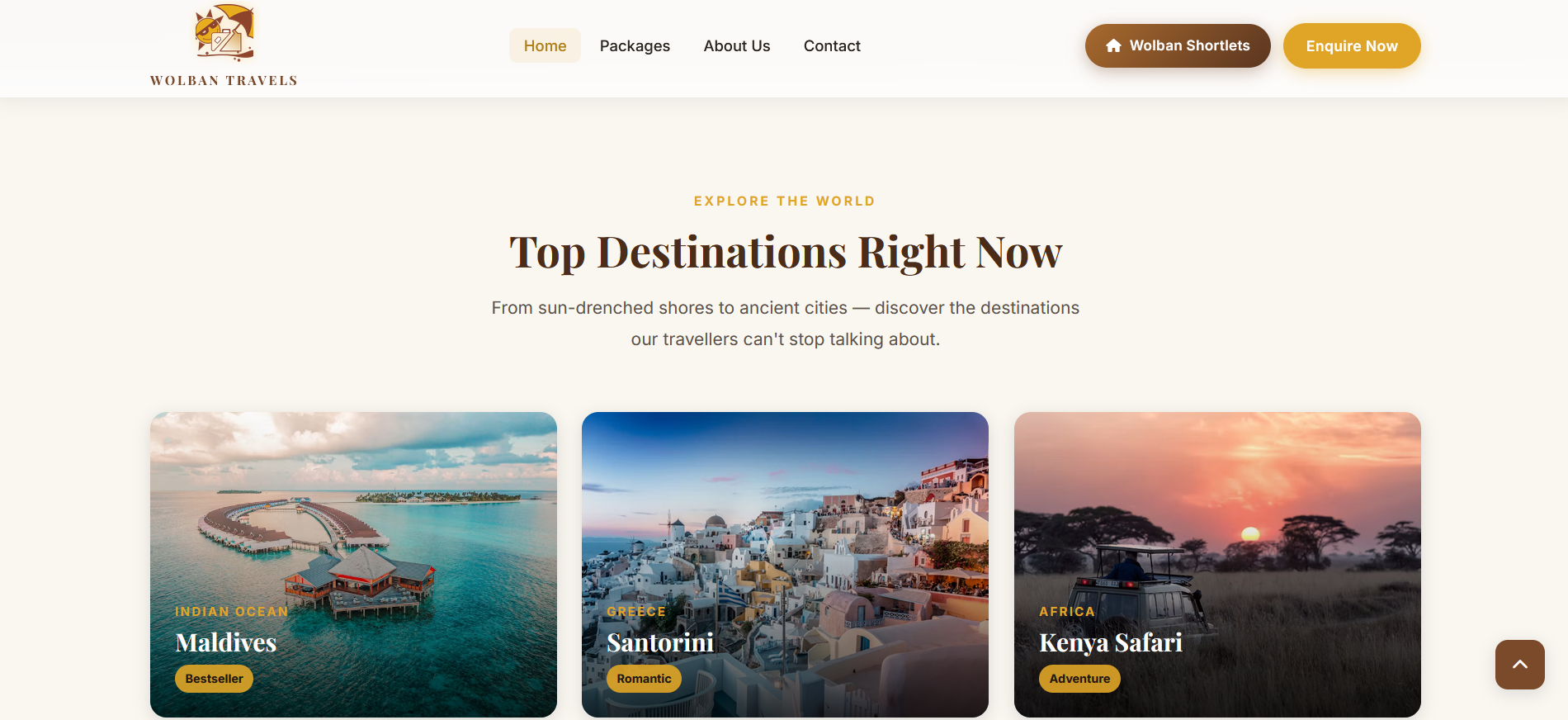 Wolban Travels holiday booking website preview